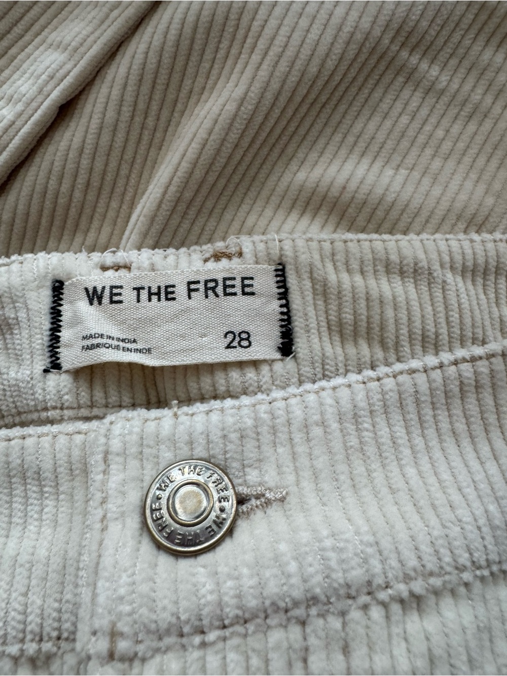 NWT Women's Free People Corduroy Embroidered Cream WideLeg Women’s Jeans Size 28 - Picture 6 of 8